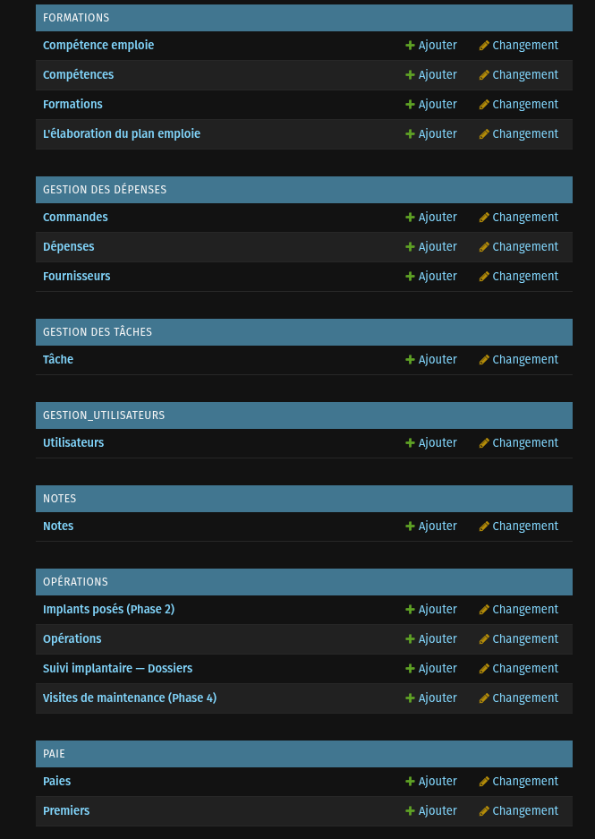 Management modules: training, expenses, tasks, users and payroll